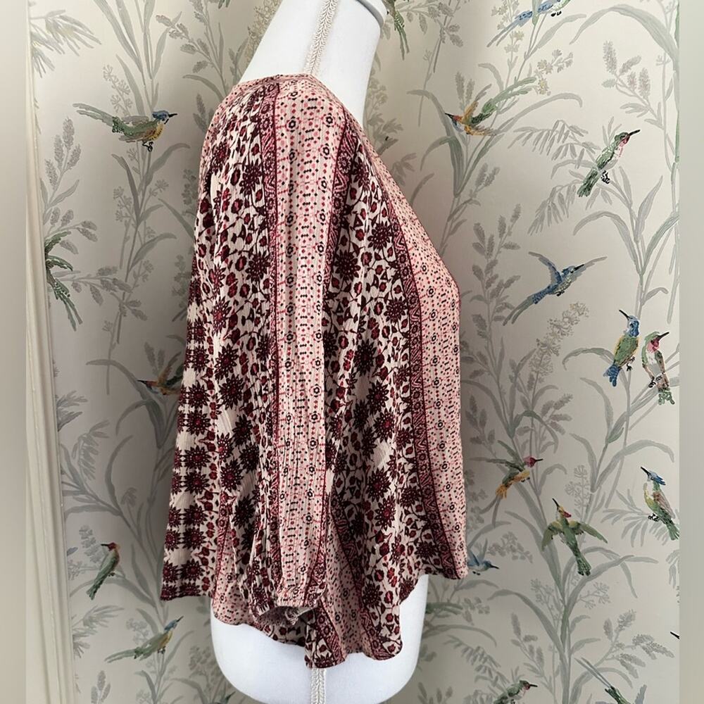 Alya rustic red floral boho blouse size small - Picture 2 of 6